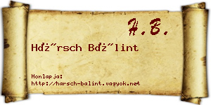Hársch Bálint névjegykártya
